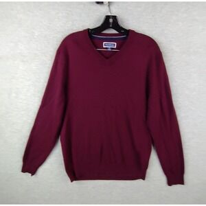 Club Room Mens Sweater Medium Red Merino Wool Blend‎ Knit Pullover Cozy Holiday